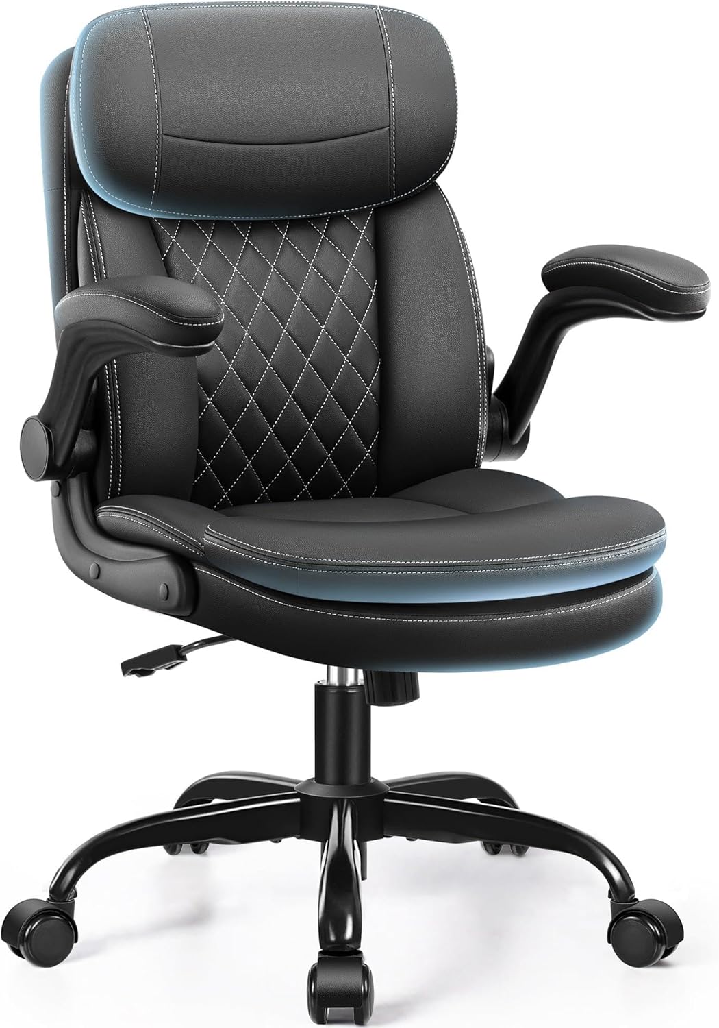 Office Chair - 이중 쿠션, 접이식 팔걸이, 작은 공간을