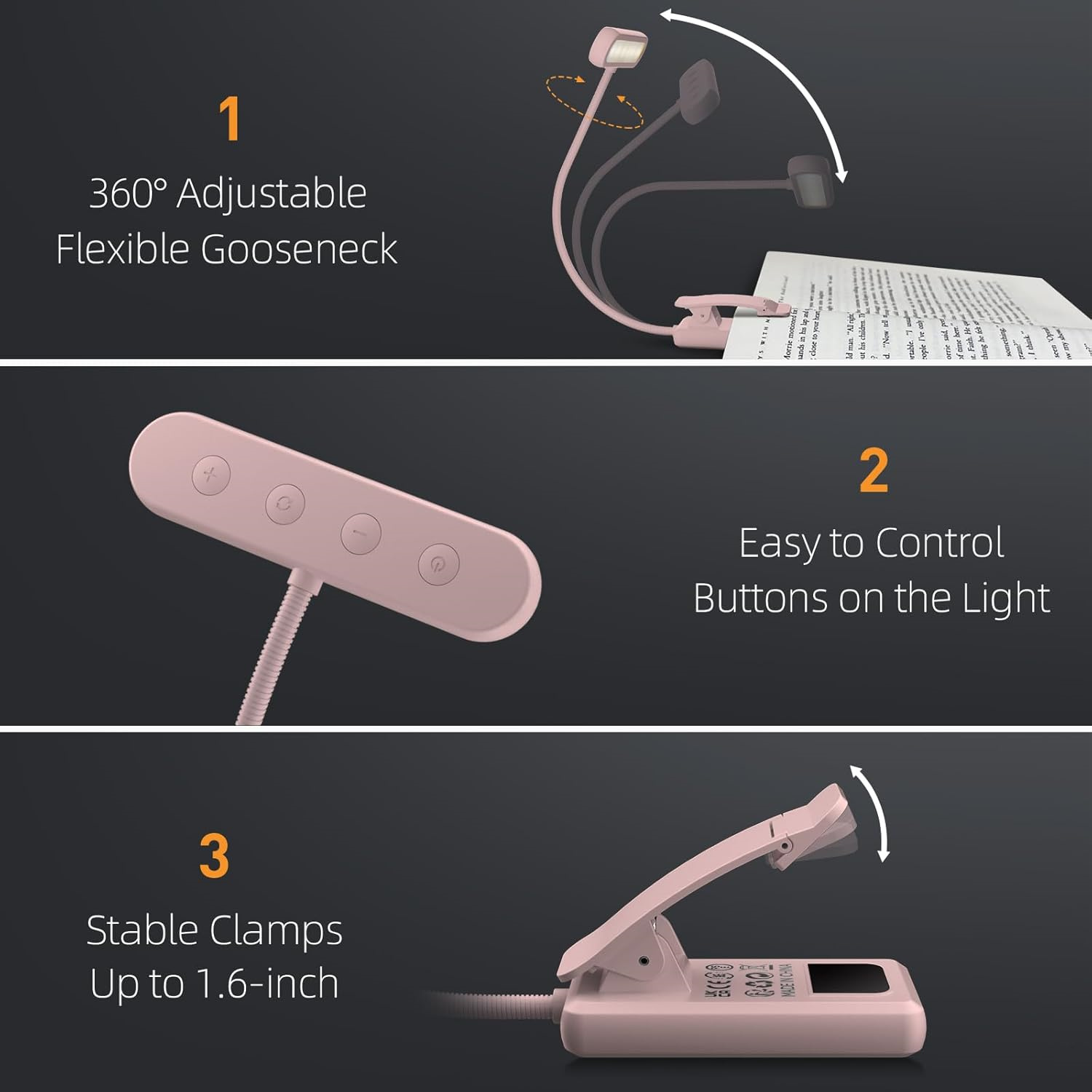 독서등 북클램프 블랙/화이트/핑크 USB 충전식 배터리 - Desk Lamp 리뷰 및 가격