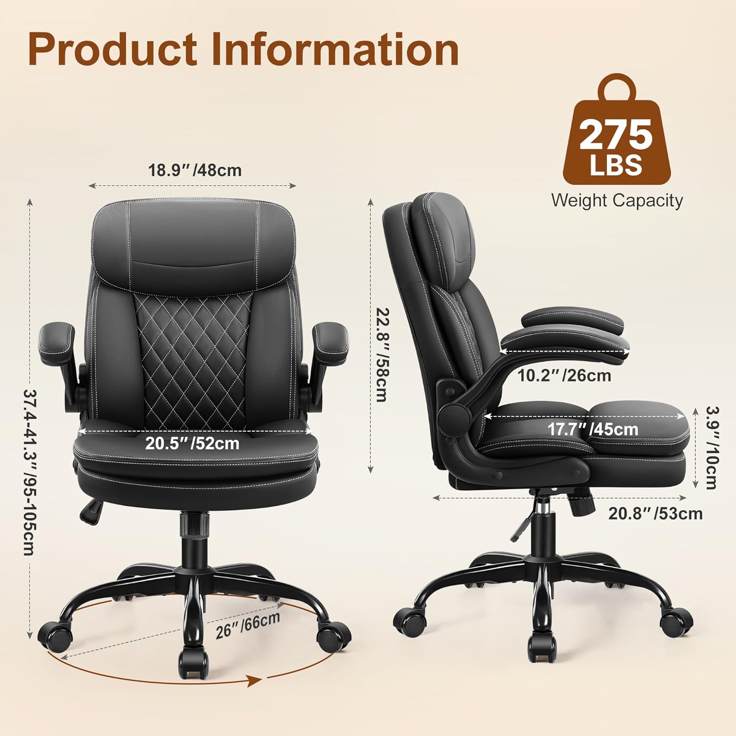 이중 쿠션, 접이식 팔걸이, 작은 공간을 위한 목받침대 - Office Chair 리뷰 및 가격