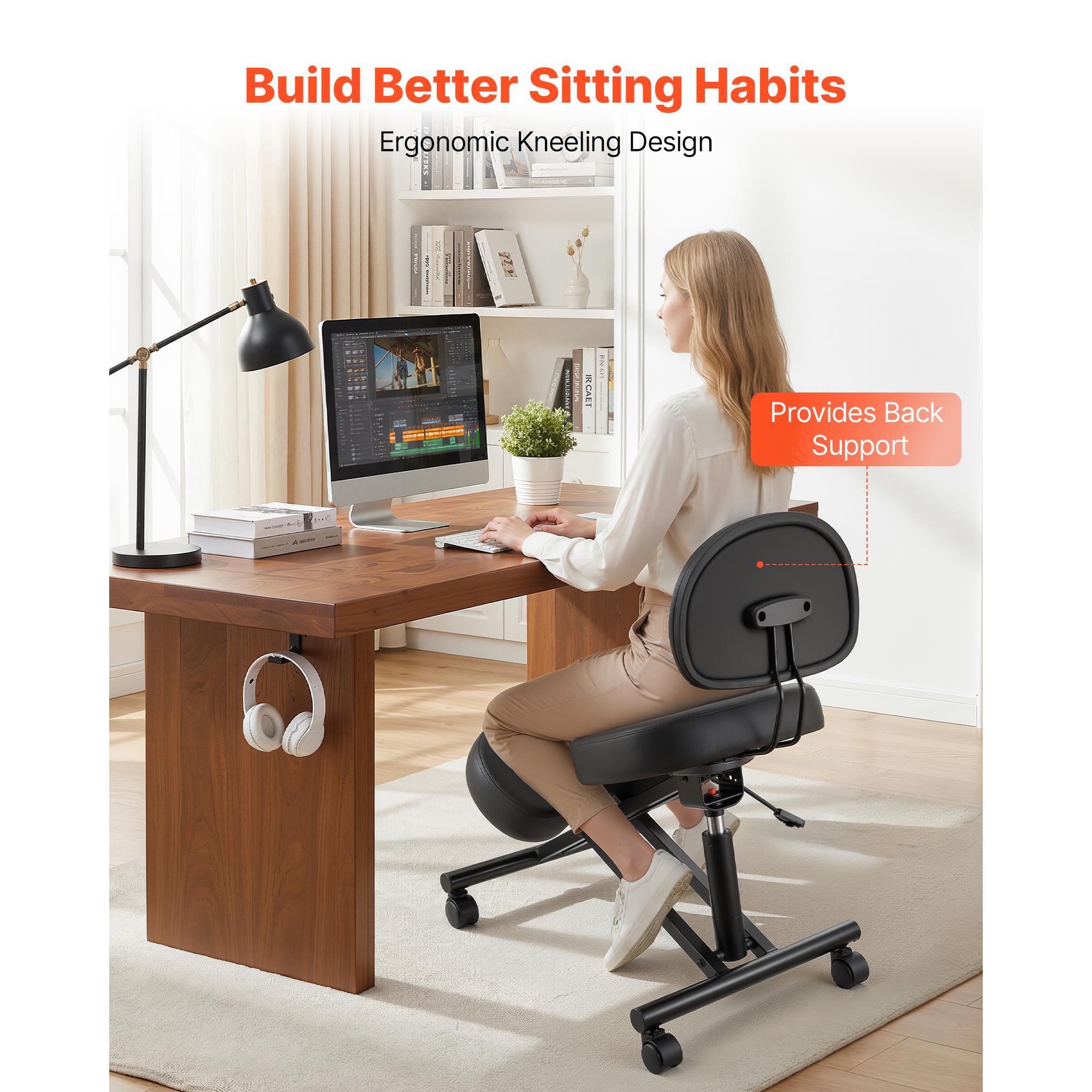 인체공학적 디자인의 등받이와 바퀴가 달린 무릎 의자,  - Office Stool 리뷰 및 가격