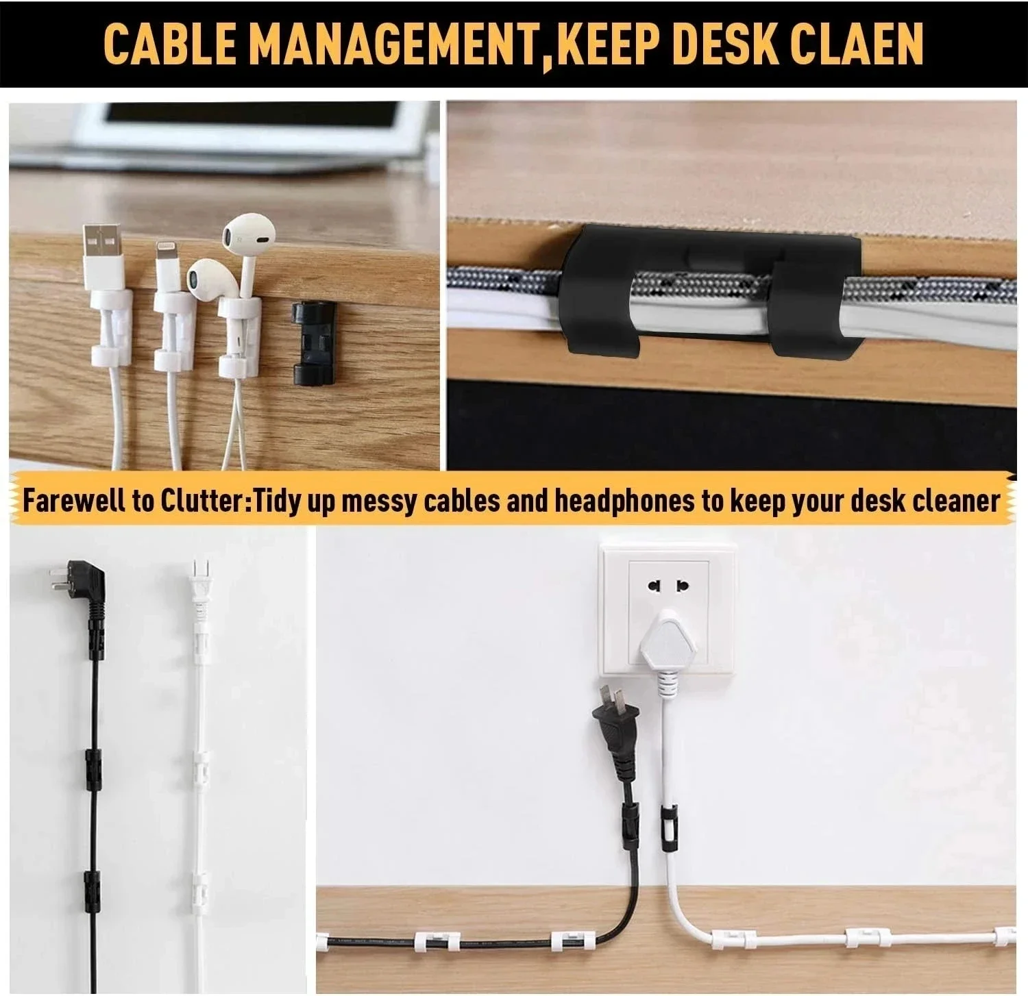 케이블 클립 정리기 드롭 와이어 홀더 코드 관리 셀프  - Desk Organizer 리뷰 및 가격